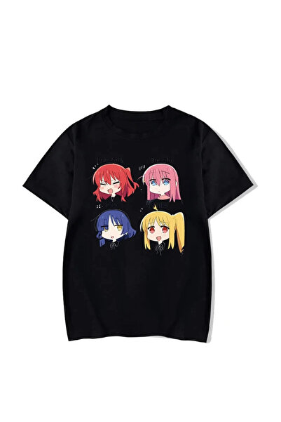 Black Classic Custom Print Bocchi The Rock Goto Ichimonji Manga Anime Hip-Hop Patterned Tee