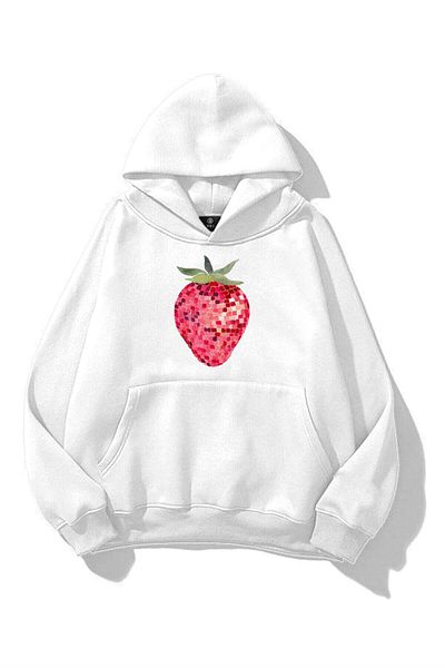 Trendiz Women's Strawberry Disco Sweatshirt White