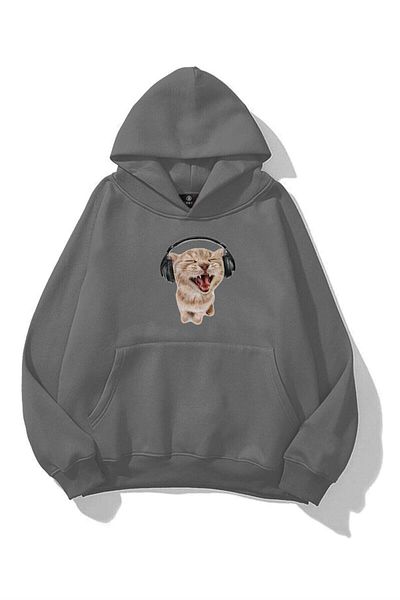 Trendiz Hanorac unisex pentru urechi Cat Antracit