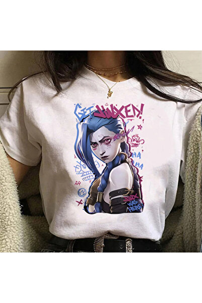 Tarzsokak Beyaz Jinx Arcane Maymun Anime Cosplay Tees Unisex Grunge Estetik Ka