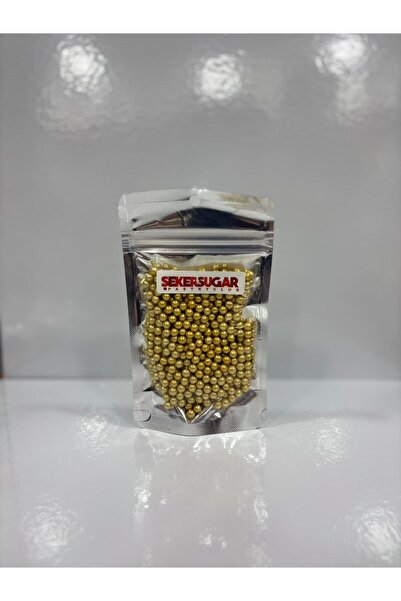 ŞEKER & SUGAR Şeker & Sugar - Altın Boncuk Arjantin Şeker Pasta Süsü (40gr)