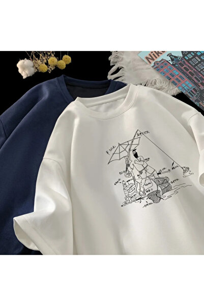 Tarzsokak زي هاراجوكو ستريت للزوجين ذو رقبة دائرية بنمط أبيض ممتع