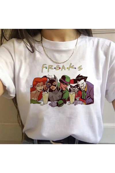 Tarzsokak Emisiunea TV White Friends harajuku Ullzang cu imprimeu de desene a...