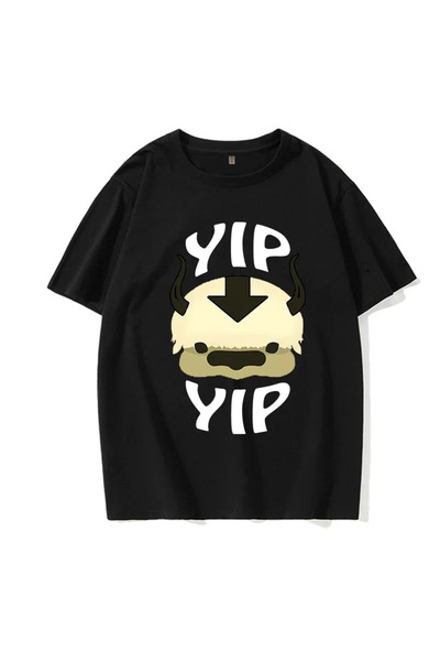 Tarzsokak تي شيرت أسود Avatar The Last Airbender Tee Appa Yip Harajuku مقاس ا...