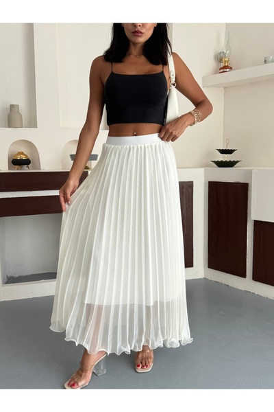 BILDEŞA White Donette Pleated Skirt