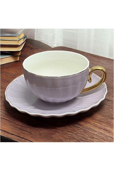 JOVY Porcelain Cup and Saucer Set, LONDON, 200 ml Purple