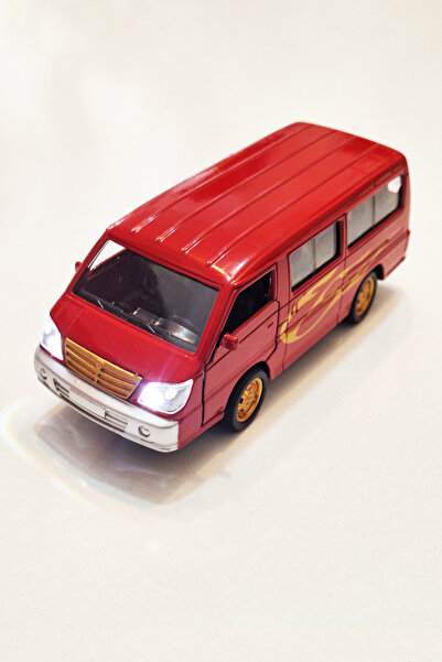 farddad Pull and Drop Minibus Toy | Metal Sprinter Bus | With Sound and Light - Front Doors Can Be Opened | Red