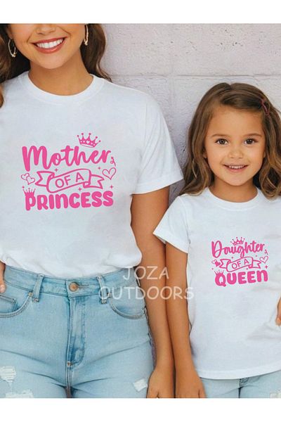Jobia Outdoors Princess Queen Printed Oversize Tshirt Mother Daughter Combination (One Product Price)
