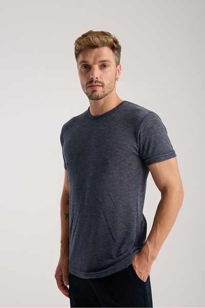 Akbeniz Men's Navy Blue Crew Neck Short Sleeve Shorts Pajama Set