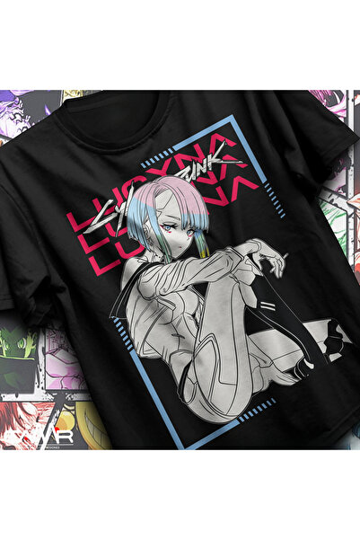 Tarzsokak Siyah Cyber Edgerunners , Edge Runners Lucy BOYUTU S-3XL Grafik ler Ti