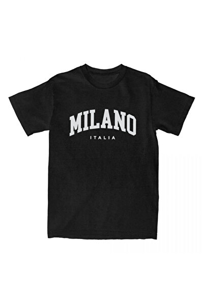 Tarzsokak Tricouri negre Milano Italia imprimeu cu litere de vară