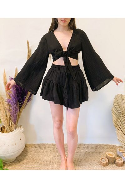 ARİNNASİDE Muslin Mini Layered Skirt-Top Set