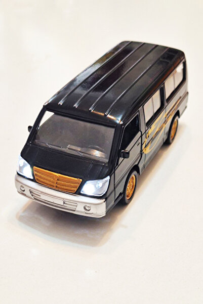 farddad Pull and Drop Minibus Toy | Metal Sprinter Bus | With Sound and Light - Front Doors Can Be Opened | Black