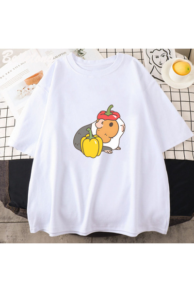 Tarzsokak Бял пипер, чери домати и коралов мотив Класически Хараджуку карикат...