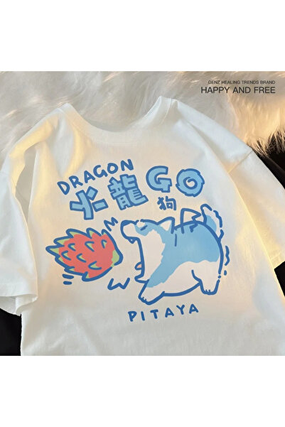 Tarzsokak Λευκό μπλουζάκι με χαριτωμένο σχέδιο κινουμένων σχεδίων με γάτα και...