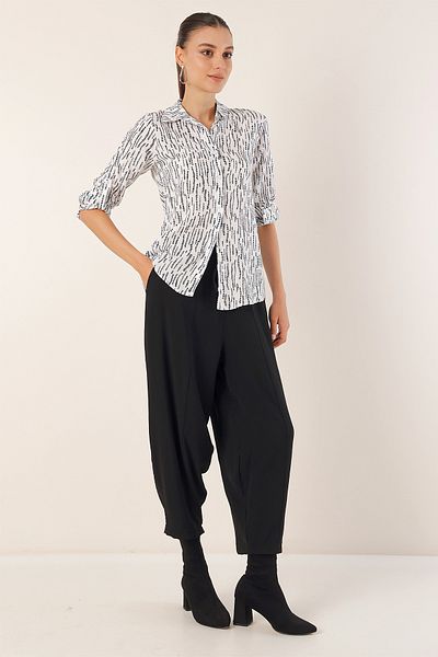Merterium Women's Patterned Viscose Shirt H.White 1071