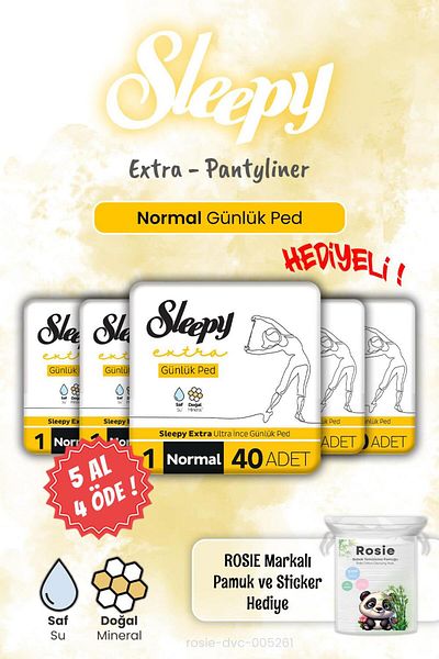 Sleepy Buy 5 Pay 4 Extra Daily Pad Regular 40S and Rosie Gift