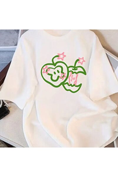 Tarzsokak Top alb cu gât rotund, cu model de desene animate, imprimat, design...