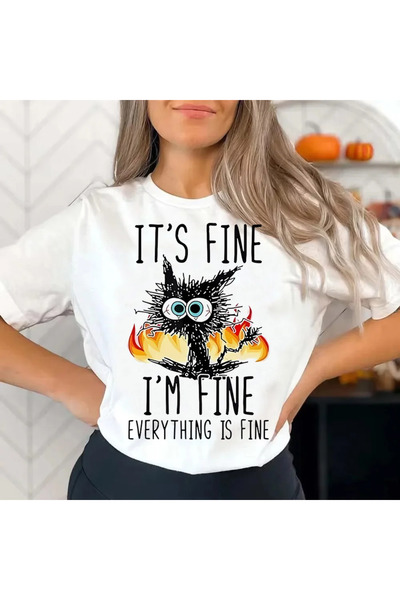 Tarzsokak قطة بيضاء مضحكة في سن المراهقة كورية عتيقة ملونة برسومات جرانيك باس...