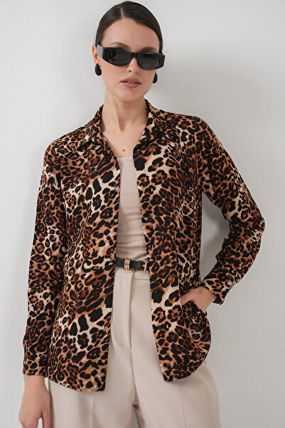 Merterium قميص فيسكوز منقوش نسائي C.Brown 1071