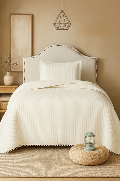 Evimcim Pompom Detailed Single Bedspread Set with Elegant Touches