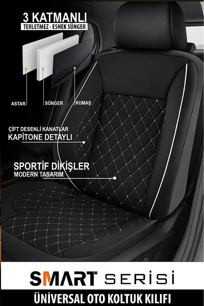 GM-DESIGN Smart Tay Feather Universal Car Seat Cover - 5 Seats Full Set
