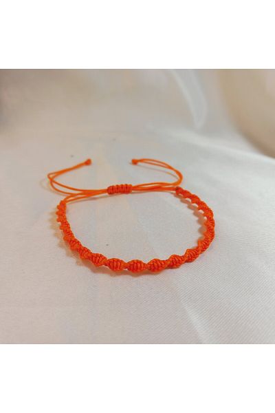 Crystal Atelier Unisex Orange Macrame Braided Adjustable Bracelet with Elevator - Spiral Macrame Braided Rope Bracelet
