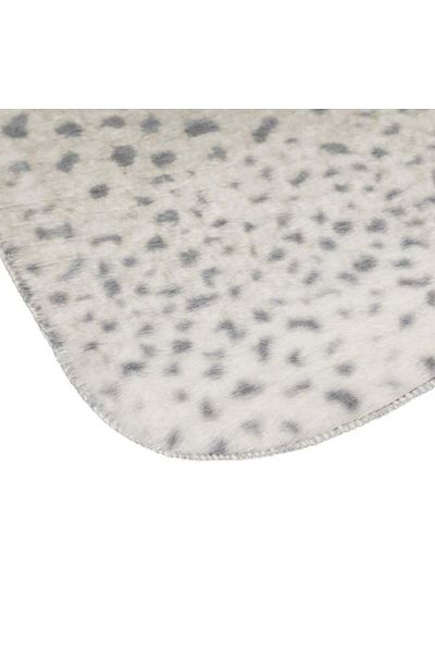 TOPI TOY Hallway rug, grey with beige polka dots, faux fur, 150 x 50 cm