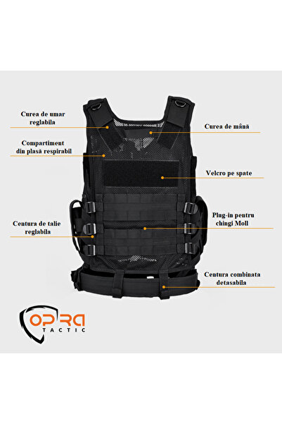 Hipolar Tactical Vest, Adjustable to All Sizes, Multifunctional, Security Guard Agents, Black