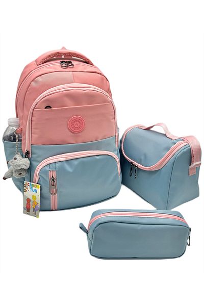 betto's Primary School Bag Set of 3 Unisex Children's Primary School Bag Ovski̇-8010 Powder-Blue