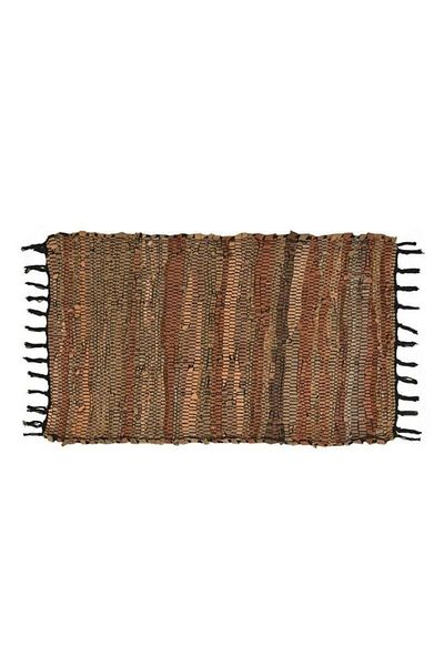 TOPI TOY Woven rug, rustic pattern, made of artificial leather, 70 x 40 cm, brown