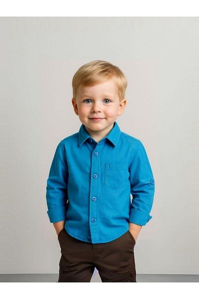 Zekids Baby Boy Linen Long Sleeve Shirt