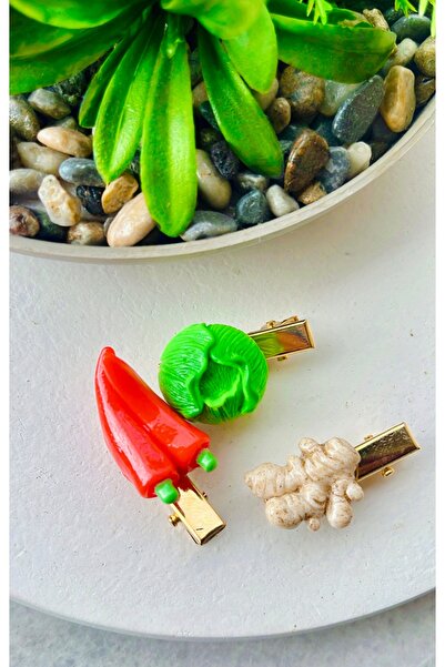 NEHİRDEN Realistic Child and Baby Buckle Set with Vegetable Figures 3 Pieces