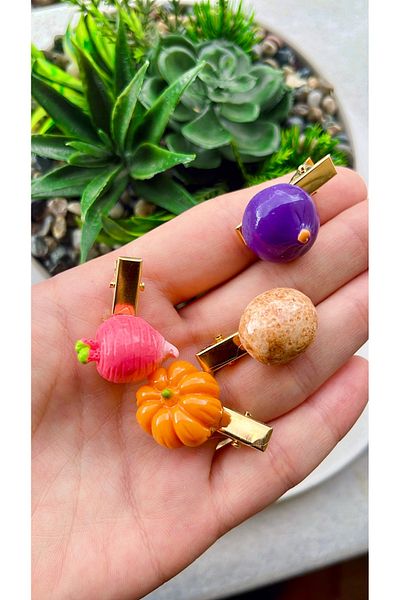 NEHİRDEN Realistic Child and Baby Buckle Set with Vegetable Figures 3 Pieces