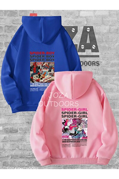 Jobia Outdoors Women Men Spider-Boy Spider-Girl Dear Couple Combination Design Hooded Sweatshirt Set of 2