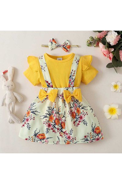 UniqueStore.ro Felicia Yellow Three-Piece Set - 6-9 Months