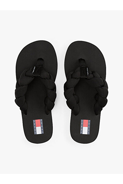 Tommy Hilfiger شبشب نسائي أسود مضفر