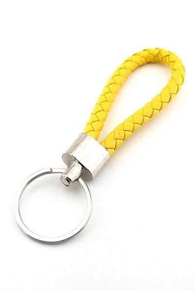 Stanbula Cross Weave Yellow Color Faux Leather Keychain Ax052
