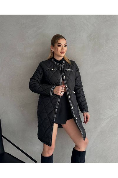GAMZE ALPTEKİN Baklava Pattern Quilted Tweed Fabric Coat Jacket Cardigan Overcoat