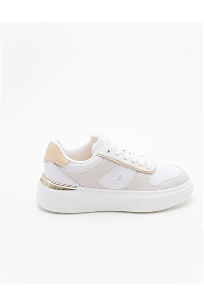 Tommy Hilfiger TH Moda Kort Tarzı Karışık Materyal Kadın Beyaz Sneaker FW0FW086320JG