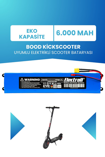 ELECTROLL Bood Kickscooter Uyumlu Batarya (Eko Kapasite) 36v 6.000Mah Elektri...