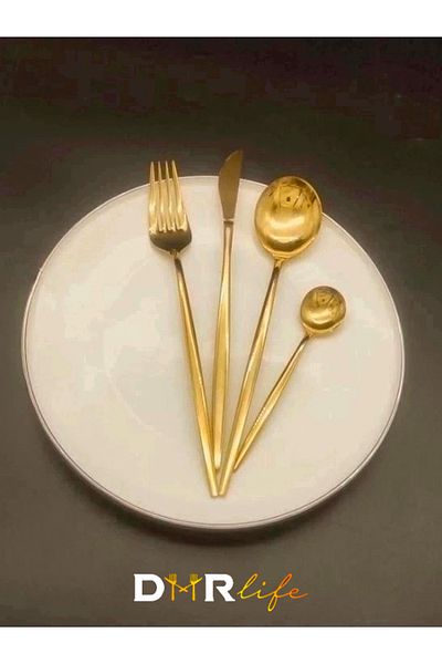 DMR LİFE Dmr Life Venezia Gold 24 Piece Cutlery Set 18/10