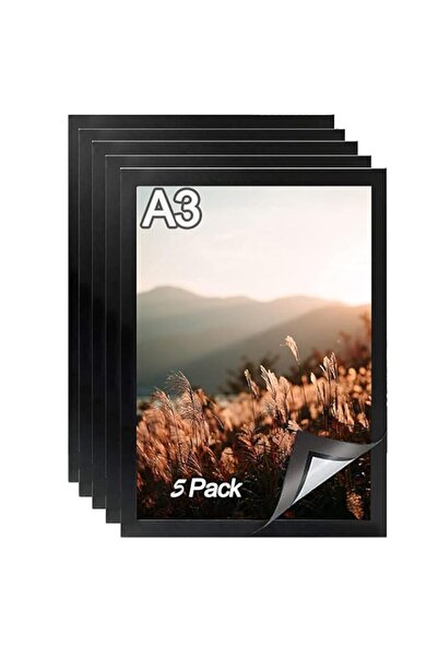 Generic 5 قطع إطار عرض مغناطيسي A3، حامل ورق ذاتي اللصق لعرض الإعلانات، وتخزي...