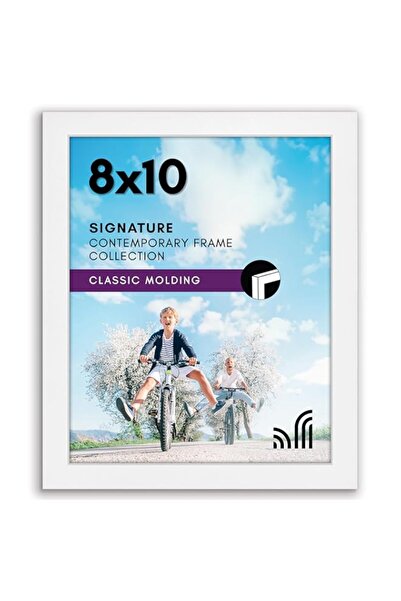 Generic إطار صورة أمريكي مسطح مقاس ٨×١٠ بوصة باللون الأبيض - إطار صور خشبي هن...