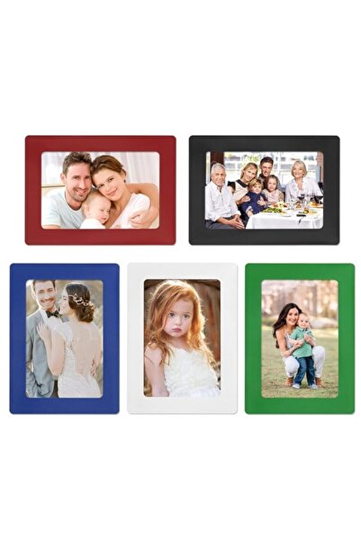Generic مجموعة من 5 إطارات صور مغناطيسية ملونة مقاس 4×6 - حاملات صور متعددة ا...
