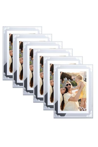Generic Brand BIGTHREE Picture Frame, 6 Pack 6x4 Silver Mirrored Glass Photo ...