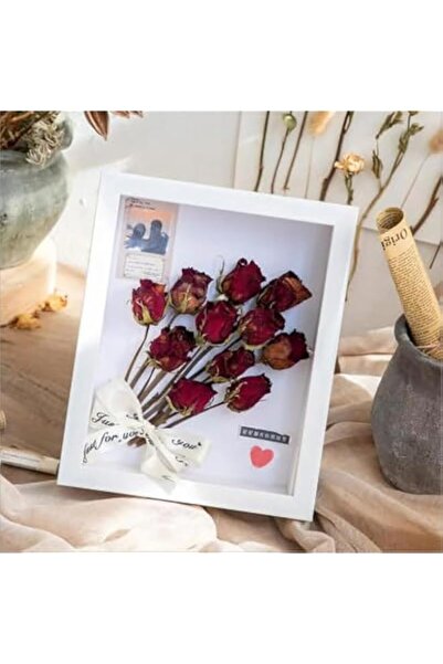 Generic إطار صورة خشبي مزخرف على شكل زهرة مجففة من فلورا، إطار صورة فني ثلاثي...