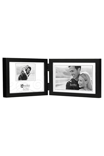 Generic إطار صورة خشبي بتصميم أسود من Malden International Designs، أفقي مزدو...