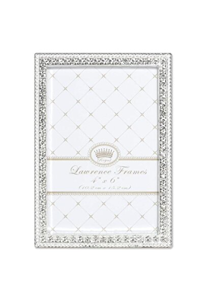Generic إطار صورة معدني فضي كريستالي من لورانس فريمز، مقاس 4×6، لون أبيض