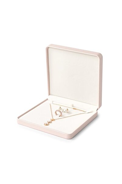 Generic Luxury Large Leather Jewelry Organizer Box, Big Necklace and Ring Earring Pendant Gift Box, Pearl/C